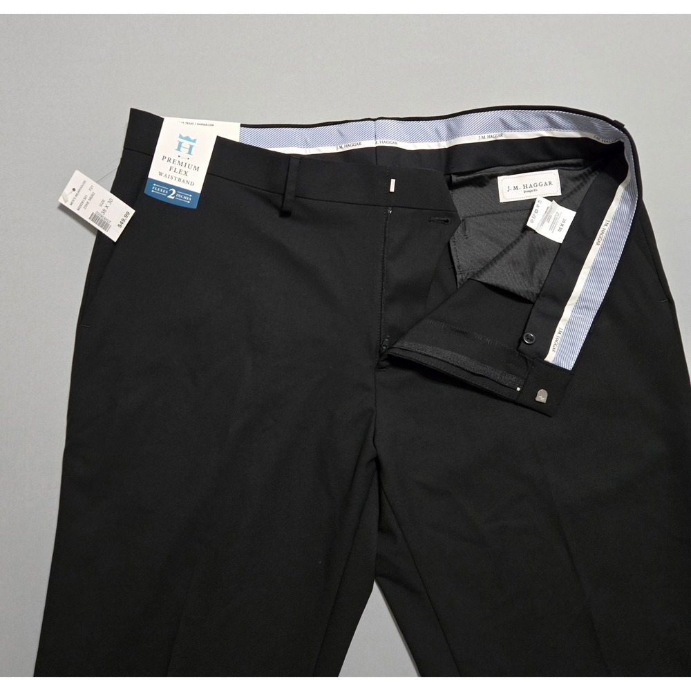 J.M. Haggar Dress Pants 38x30 Black Premium Flex Straight Fit Luxury Stretch - Picture 4 of 12
